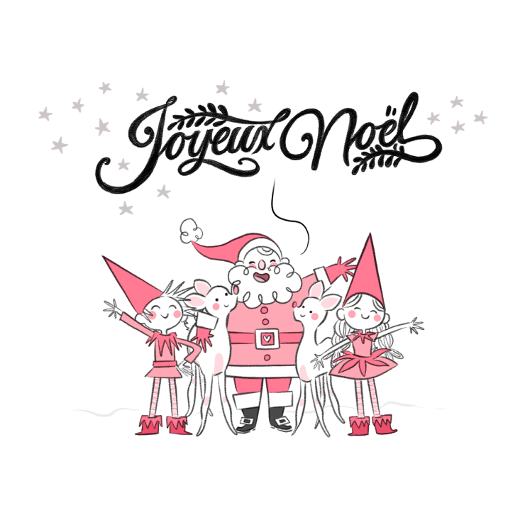 Joyeux Noël, Noël, dessin, dessiner, illustration, mignon, rennes, renne, lutins, kawaii, cute, rose, meilleurs voeux, carte, souhaits, mignon, jour de Noël, esquisse, croquis, illustrer, art, Minikim