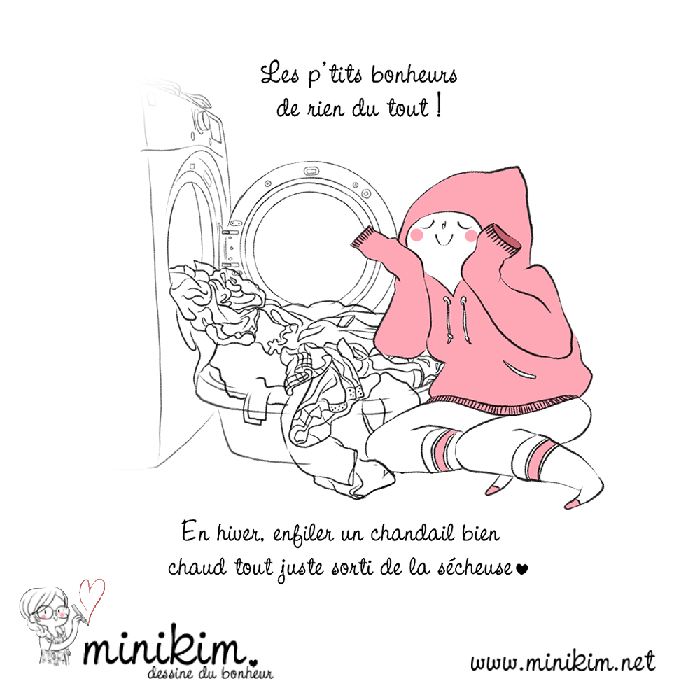Petits bonheurs, illustration, le bonheur au quotidien, dessin, dessiner, douceur, chaleur, les petites choses, dessiner, cute, kawaii, rose, illustratrice, dessinateur, Minikim, Montréal, Québec