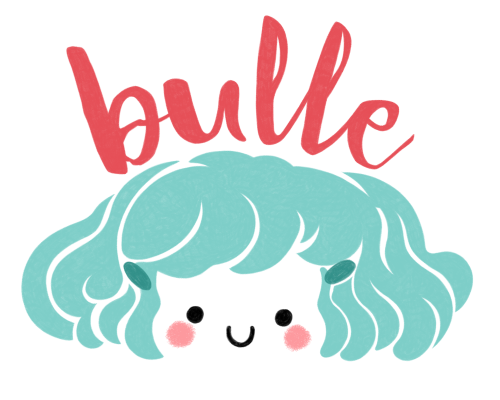 logo, Minikim, Bulle, bande dessinée, titre, title, création de logo, illustration, cute, mignon, adorable, aqua and red, rouge et bleu, dessin