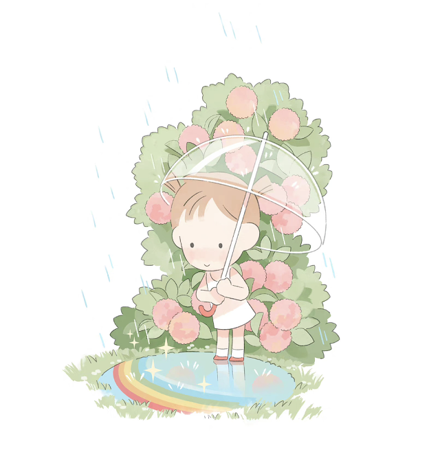 Parapluie illustration BD jeunesse Bande desssinée adorable Zozo Factory Tian Cai Lu  天才鹭 arc en ciel