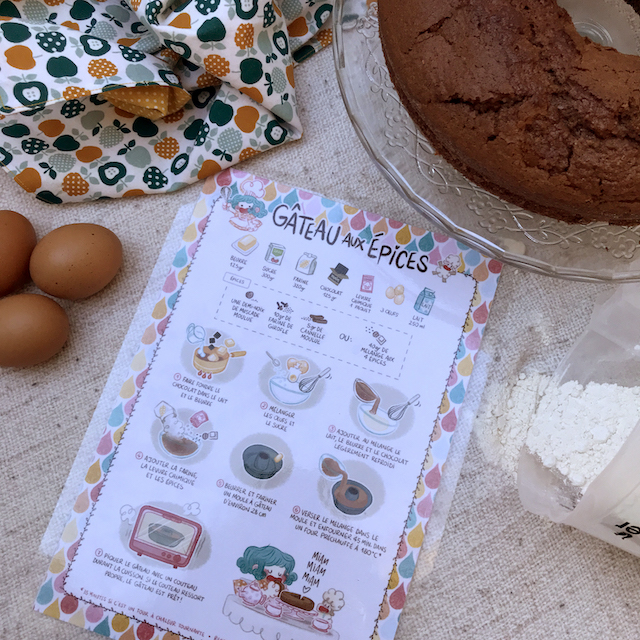 Recette du gâteau aux épices illustré par Minikim, autrice de bande dessinée.